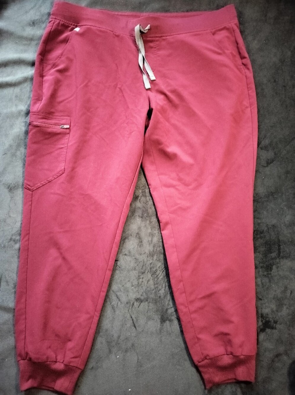 NEW Figs Fionx Zamora Joggers Pants Burgundy Dark Red with Grey Drawstring - XXL
